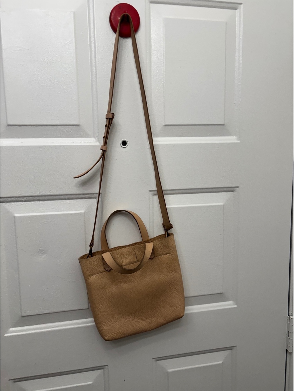Madewell tan leather mini transport tote crossbody bag